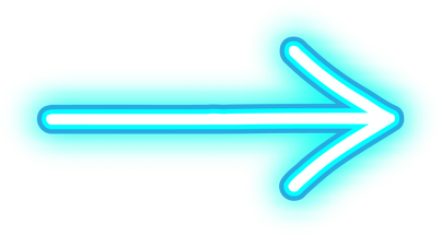 Cutout of Neon Blue Right Arrow Sign